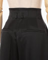 Embossed Leather Motif Triacetate High Waisted Trousers - black