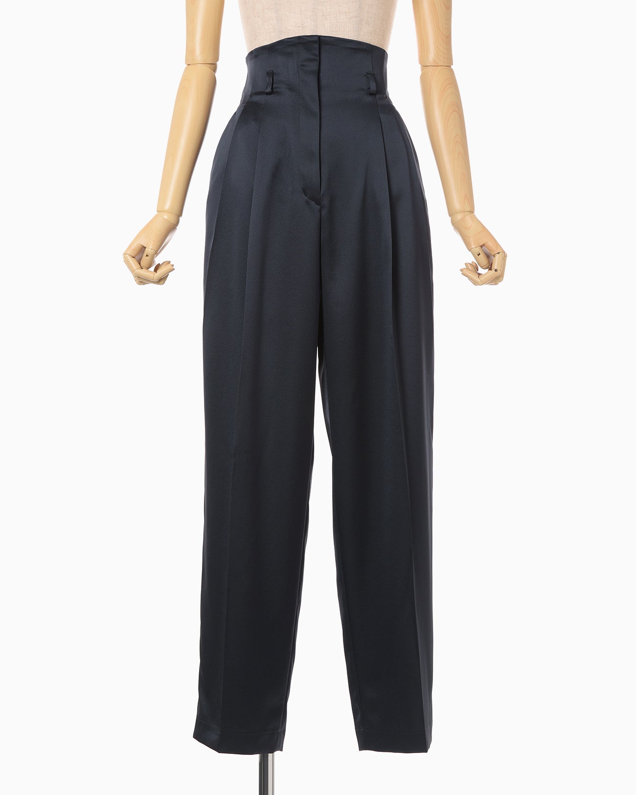 Embossed Leather Motif Triacetate High Waisted Trousers
