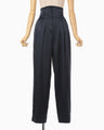 Embossed Leather Motif Triacetate High Waisted Trousers - navy