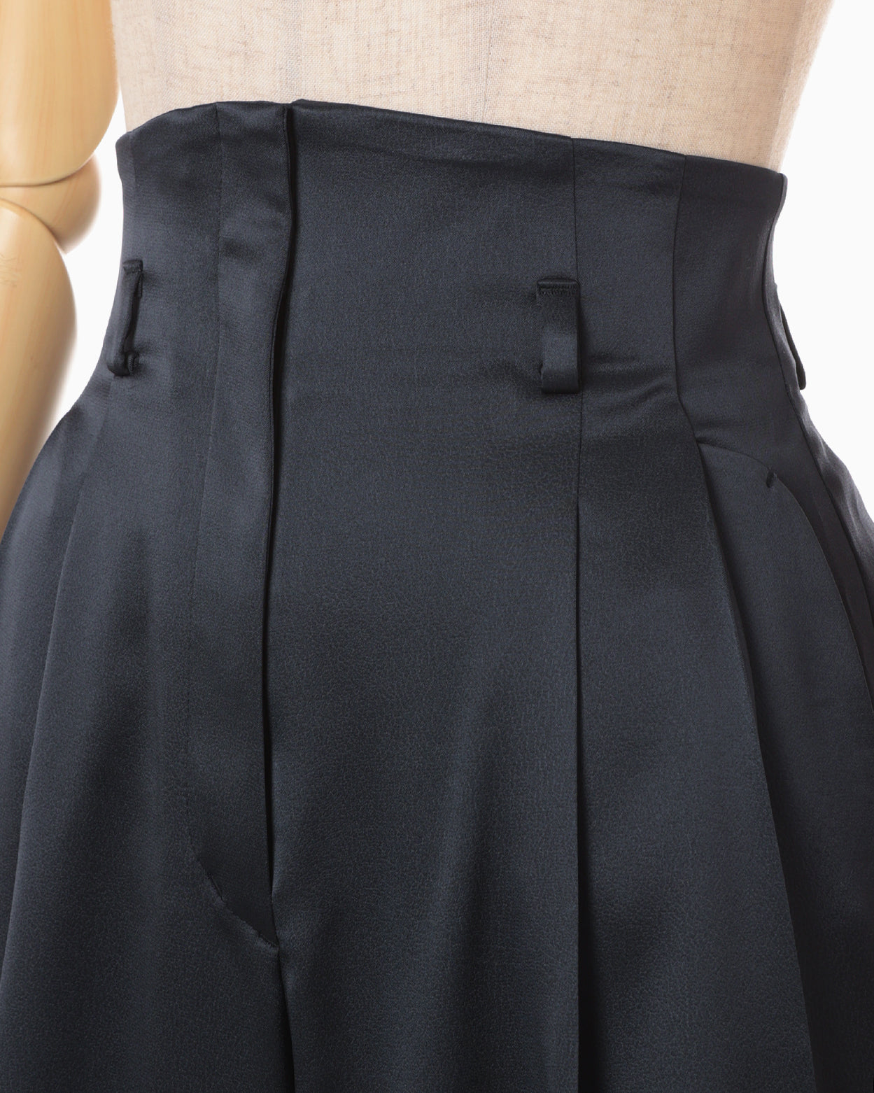 Embossed Leather Motif Triacetate High Waisted Trousers - navy