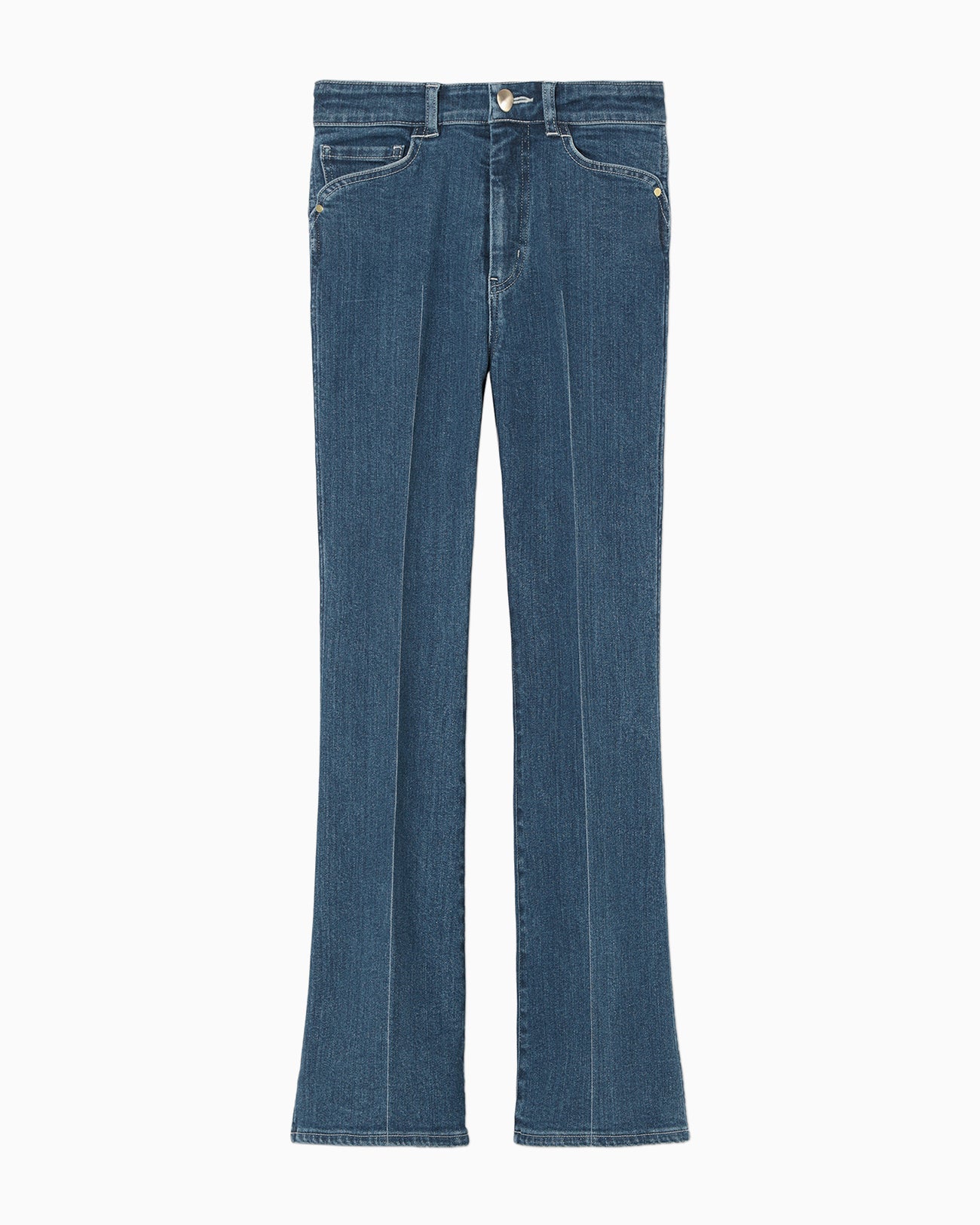 Stretch Cropped Flare Jeans - blue