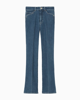 Stretch Cropped Flare Jeans - blue