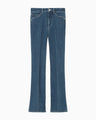 Stretch Cropped Flare Jeans - blue