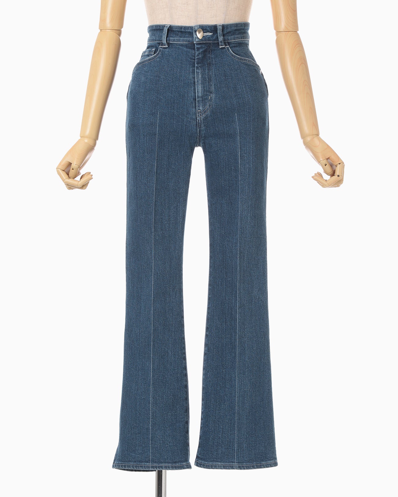 Stretch Cropped Flare Jeans - blue