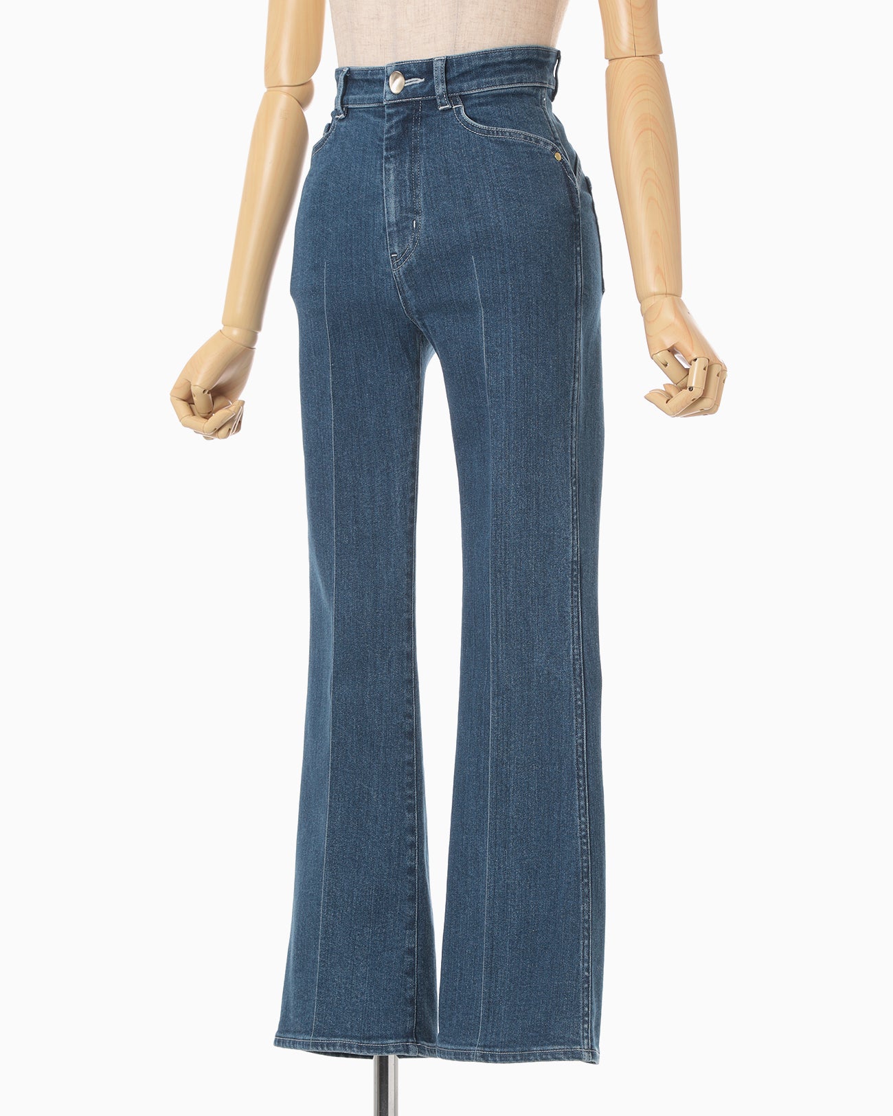 Stretch Cropped Flare Jeans - blue