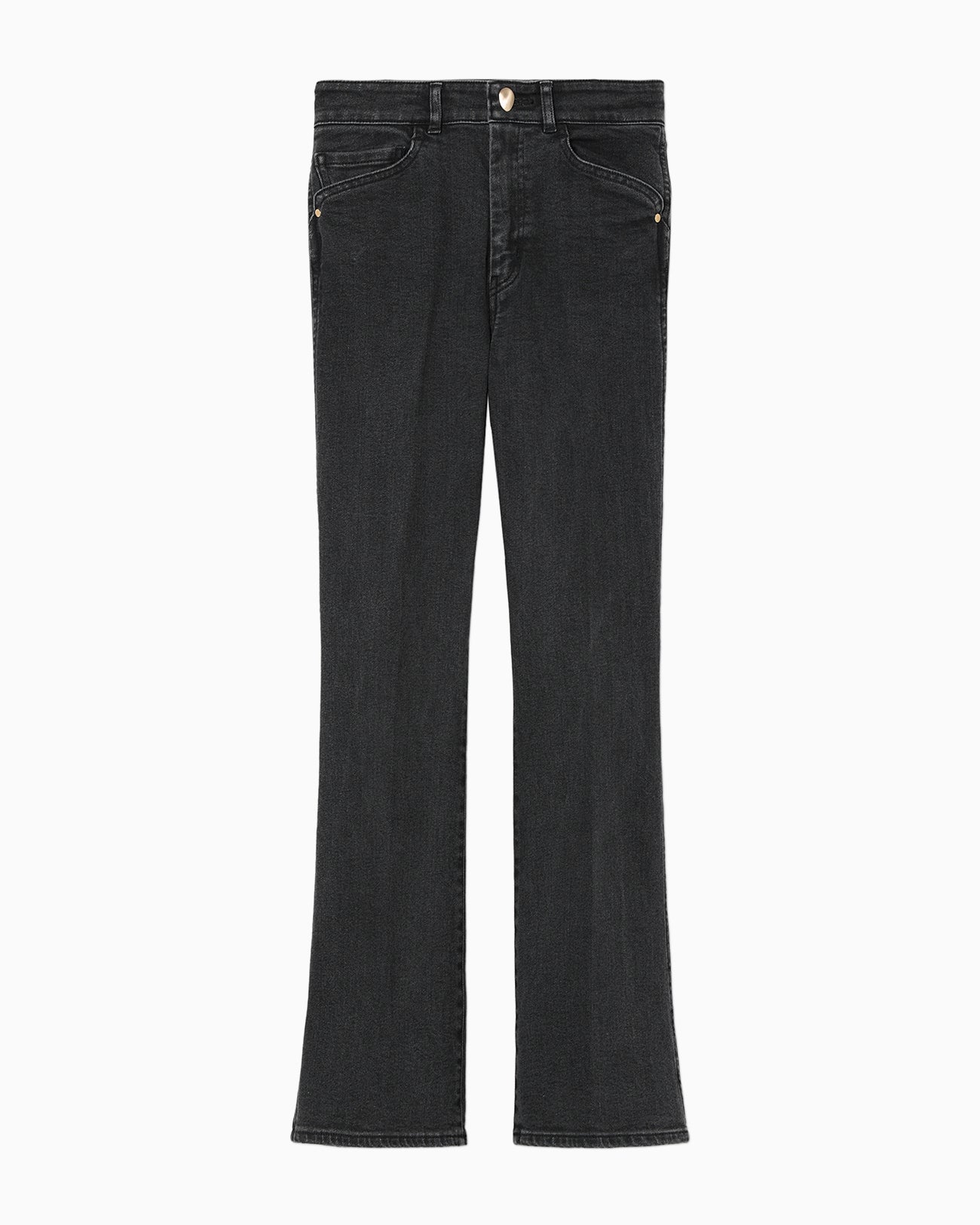 Stretch Cropped Flare Jeans - grey