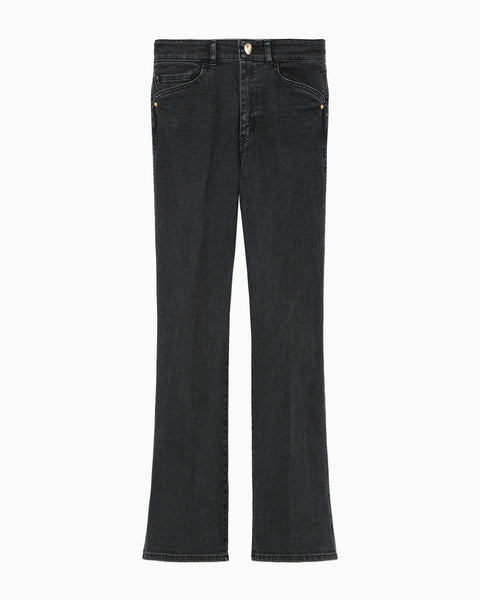 Stretch Cropped Flare Jeans - grey