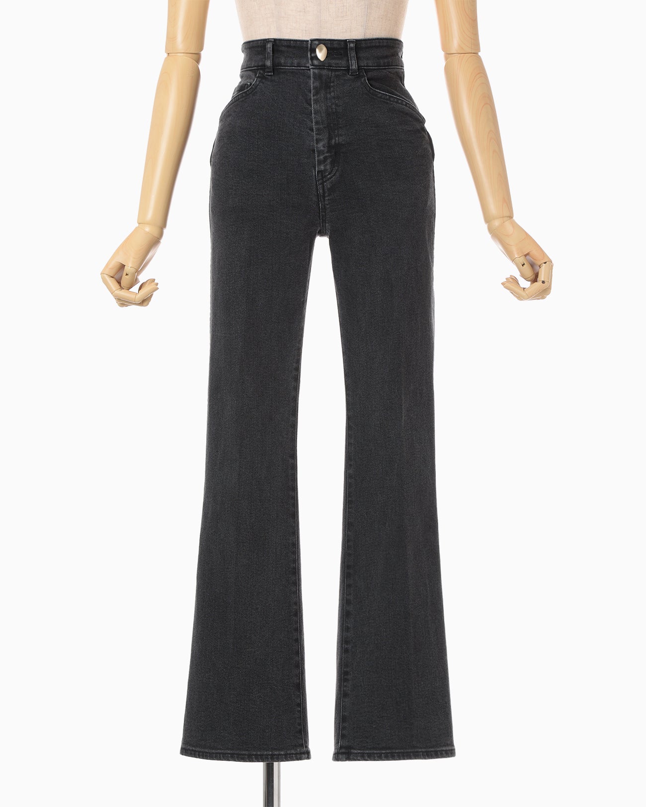 Stretch Cropped Flare Jeans - grey