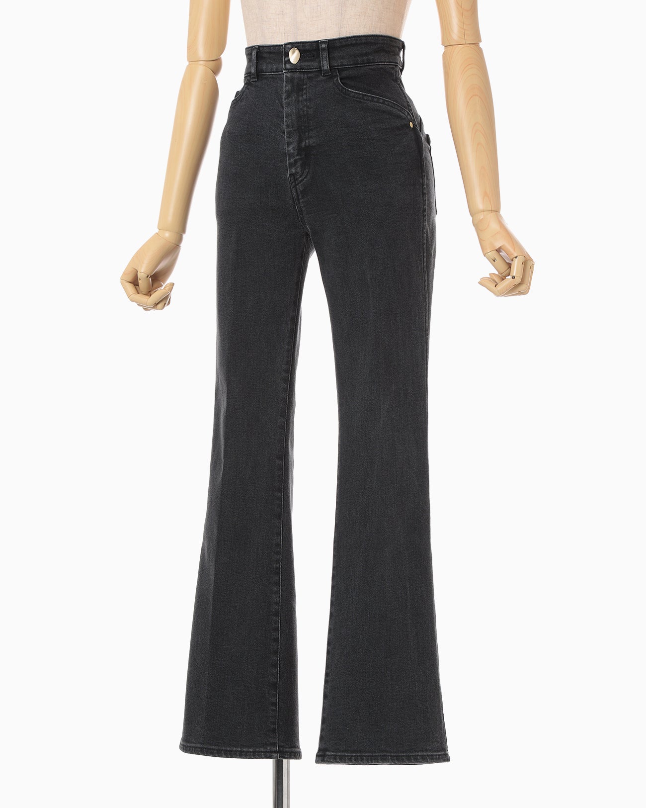 Stretch Cropped Flare Jeans - grey