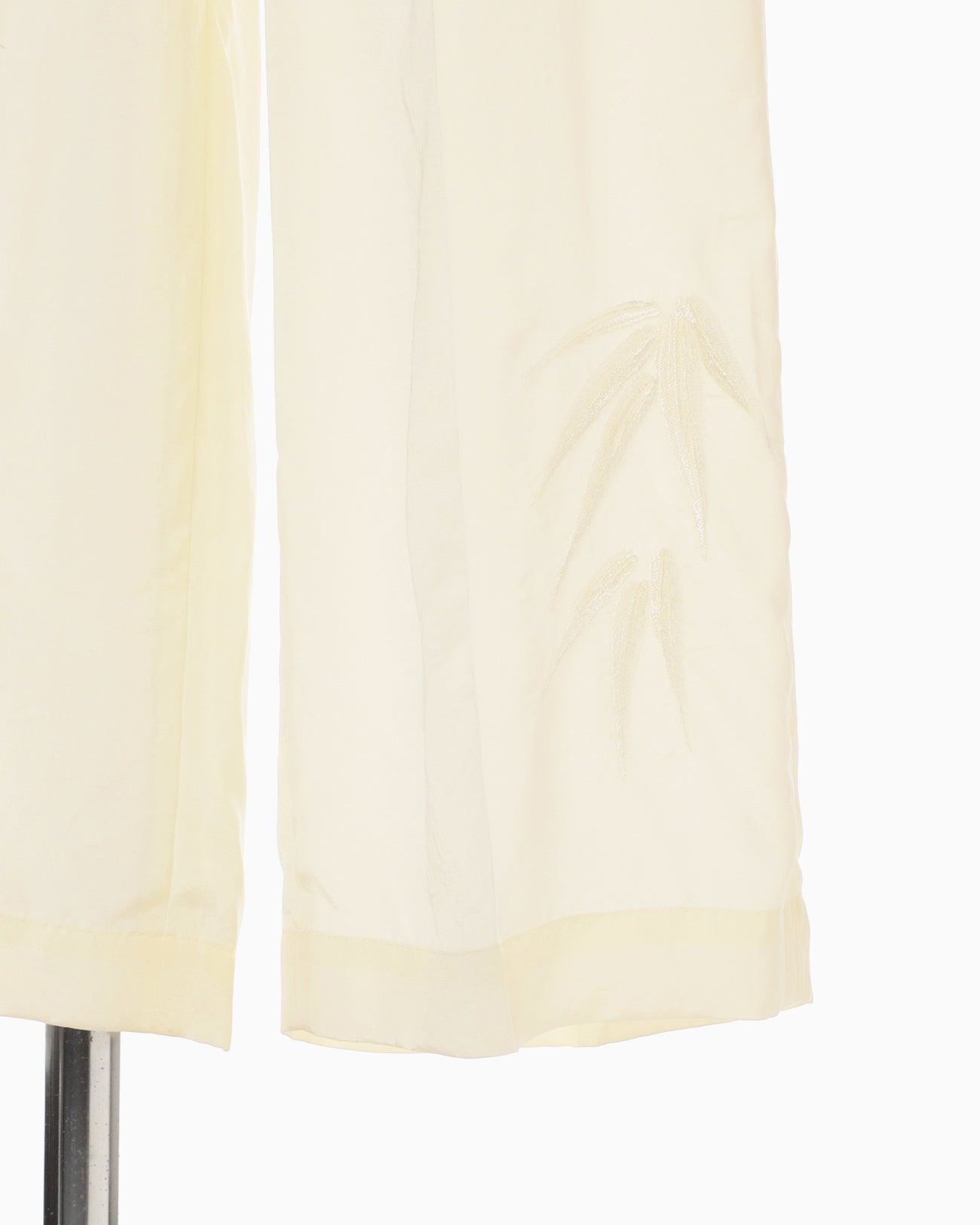 Silk Cupra Floral Embroidery Trousers - ecru