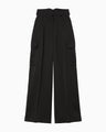 Triacetate Satin High Waisted Cargo Trousers - black