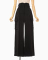 Triacetate Satin High Waisted Cargo Trousers - black