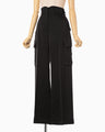 Triacetate Satin High Waisted Cargo Trousers - black