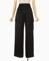 Triacetate Satin High Waisted Cargo Trousers - black