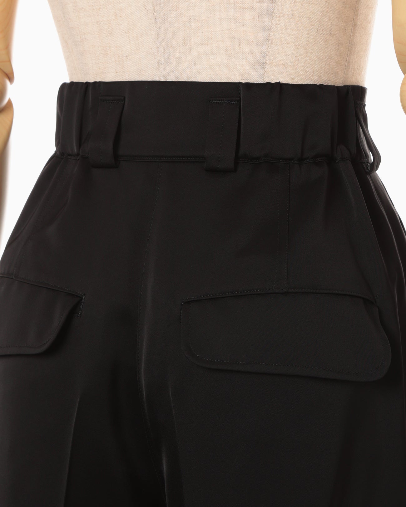 Triacetate Satin High Waisted Cargo Trousers - black