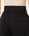 Triacetate Satin High Waisted Cargo Trousers - black