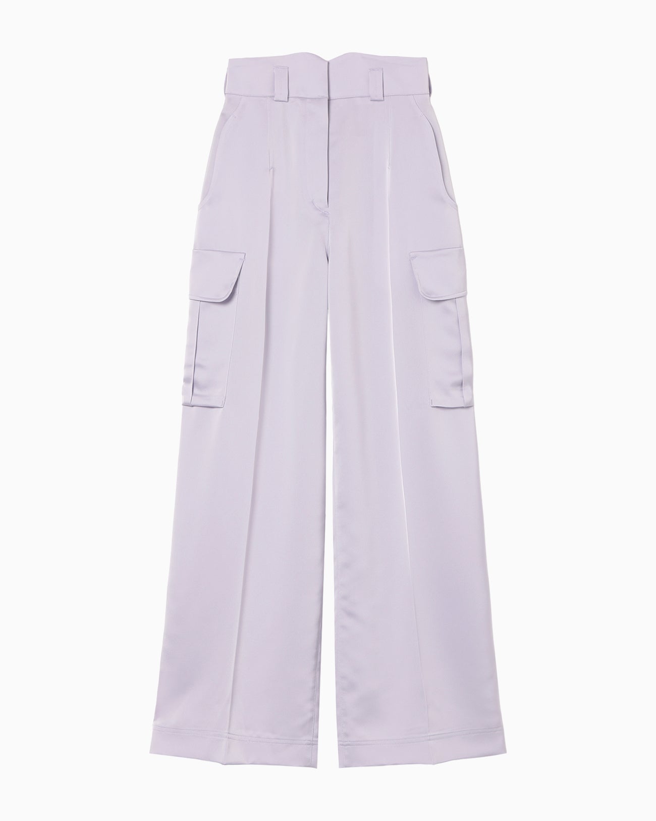 Triacetate Satin High Waisted Cargo Trousers - purple