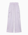 Triacetate Satin High Waisted Cargo Trousers - purple
