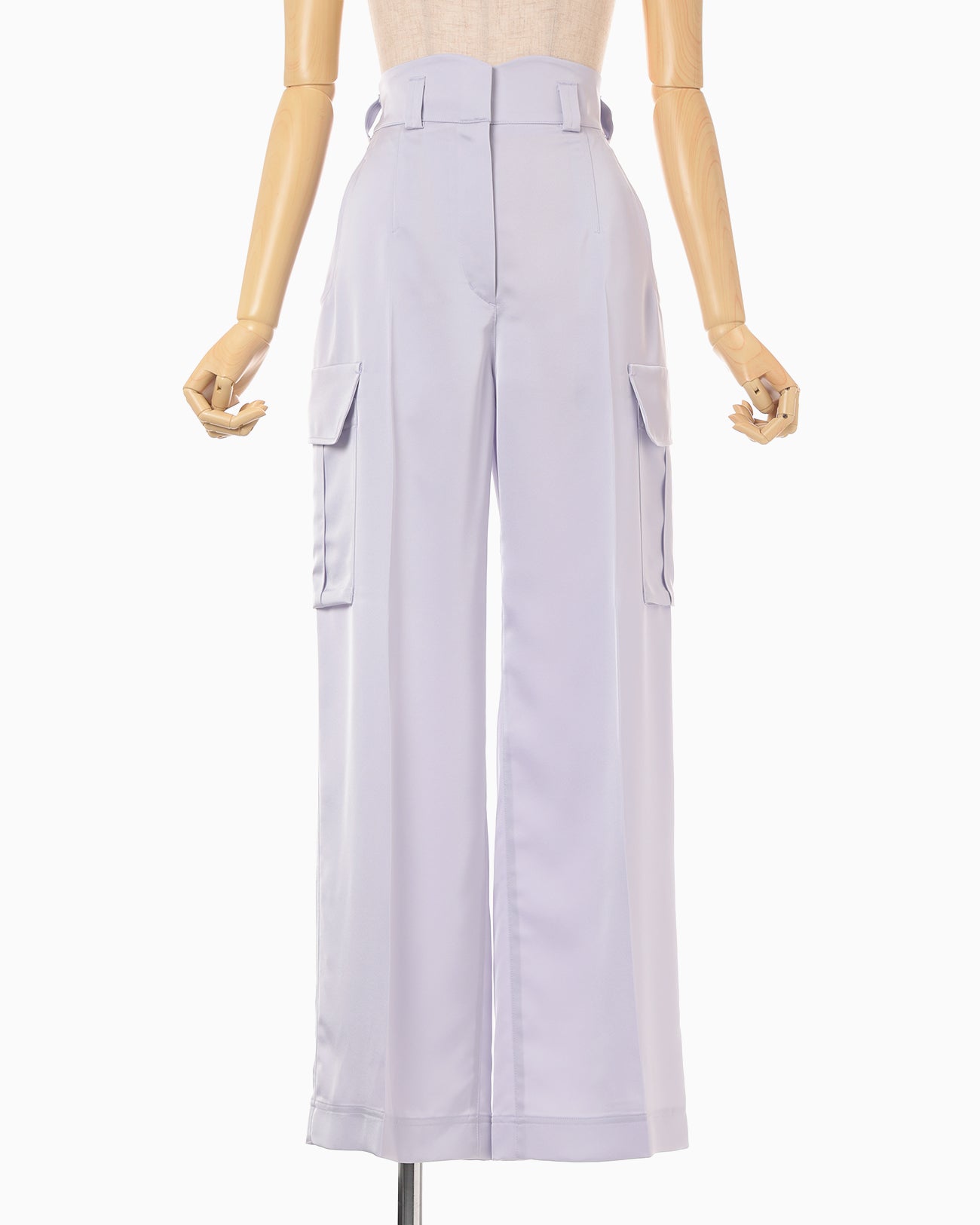 Triacetate Satin High Waisted Cargo Trousers - purple