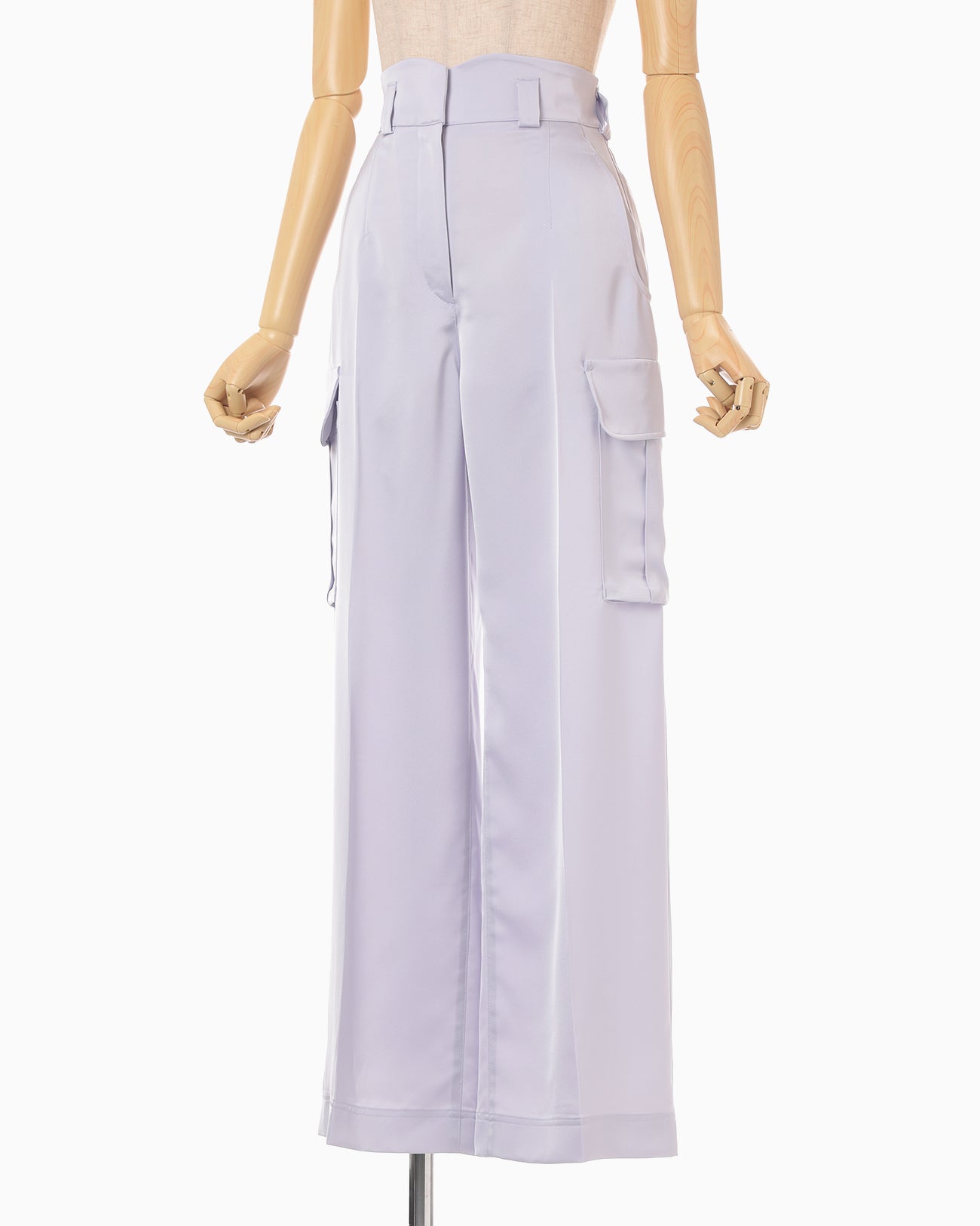 Triacetate Satin High Waisted Cargo Trousers - purple