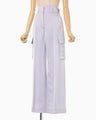 Triacetate Satin High Waisted Cargo Trousers - purple
