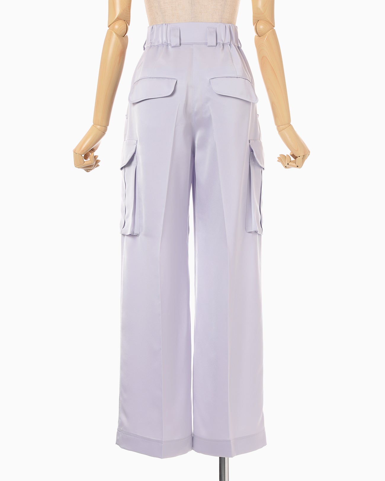 Triacetate Satin High Waisted Cargo Trousers - purple