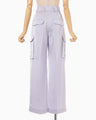 Triacetate Satin High Waisted Cargo Trousers - purple