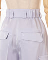 Triacetate Satin High Waisted Cargo Trousers - purple