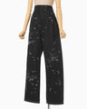 Nature Pattern Jacquard Wide Leg Jeans - black