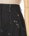 Nature Pattern Jacquard Wide Leg Jeans - black
