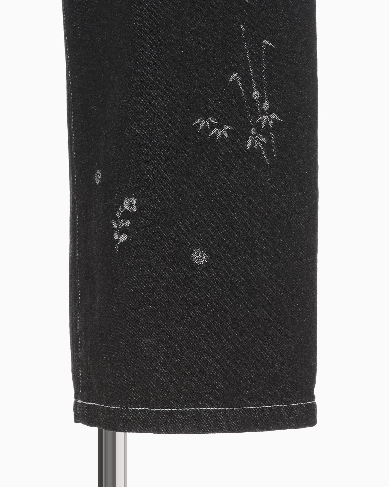 Nature Pattern Jacquard Wide Leg Jeans - black