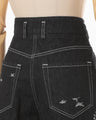 Nature Pattern Jacquard Wide Leg Jeans - black