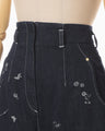 Nature Pattern Jacquard Wide Leg Jeans - blue
