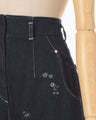 Nature Pattern Jacquard Wide Leg Jeans - blue