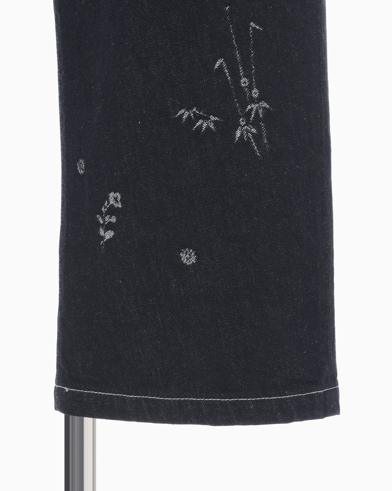 Nature Pattern Jacquard Wide Leg Jeans - blue