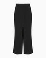 Acetate Polyester High Waisted Center Creased Suit Trousers - black