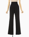 Acetate Polyester High Waisted Center Creased Suit Trousers - black
