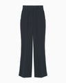 Acetate Polyester High Waisted Center Creased Suit Trousers - navy