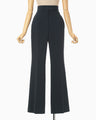 Acetate Polyester High Waisted Center Creased Suit Trousers - navy