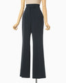 Acetate Polyester High Waisted Center Creased Suit Trousers - navy