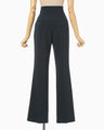 Acetate Polyester High Waisted Center Creased Suit Trousers - navy