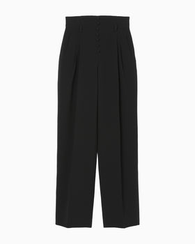 Acetate Polyester High Waisted Trousers - black