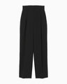 Acetate Polyester High Waisted Trousers - black