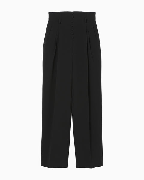 Acetate Polyester High Waisted Trousers - black