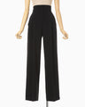 Acetate Polyester High Waisted Trousers - black
