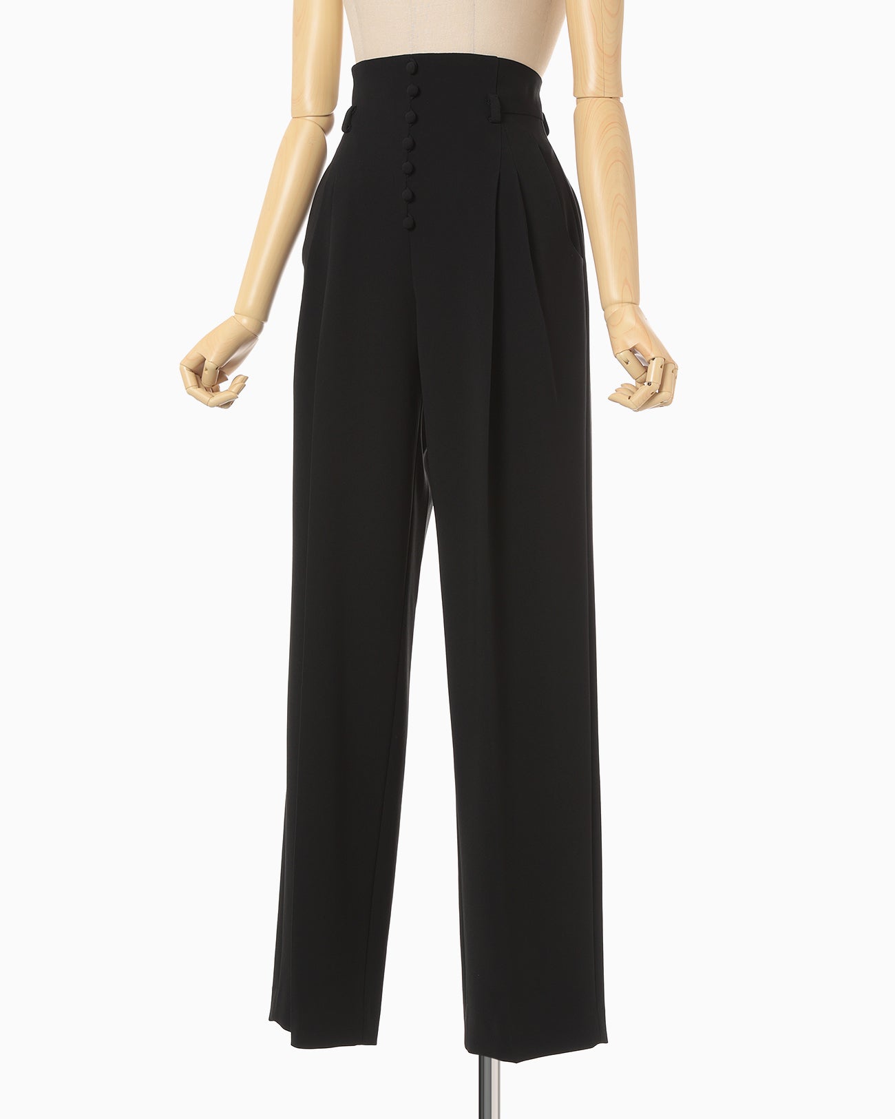 Acetate Polyester High Waisted Trousers - black - Mame