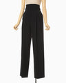 Acetate Polyester High Waisted Trousers - black