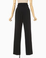 Acetate Polyester High Waisted Trousers - black