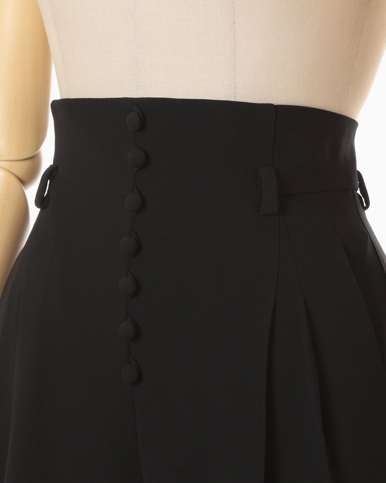 Acetate Polyester High Waisted Trousers - black - Mame