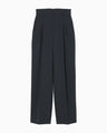 Acetate Polyester High Waisted Trousers - navy